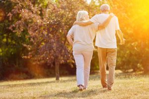 Retired couple engaged in conversation